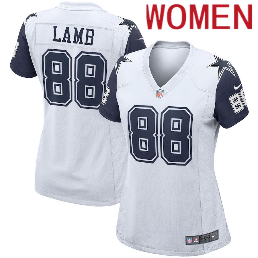 Women Dallas Cowboys 88 CeeDee Lamb Nike White Game NFL Jersey